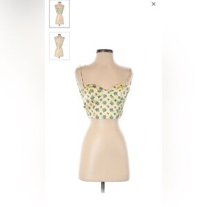 Zara Satin Floral Backless Sleeveless Blouse Top Extra Small XS